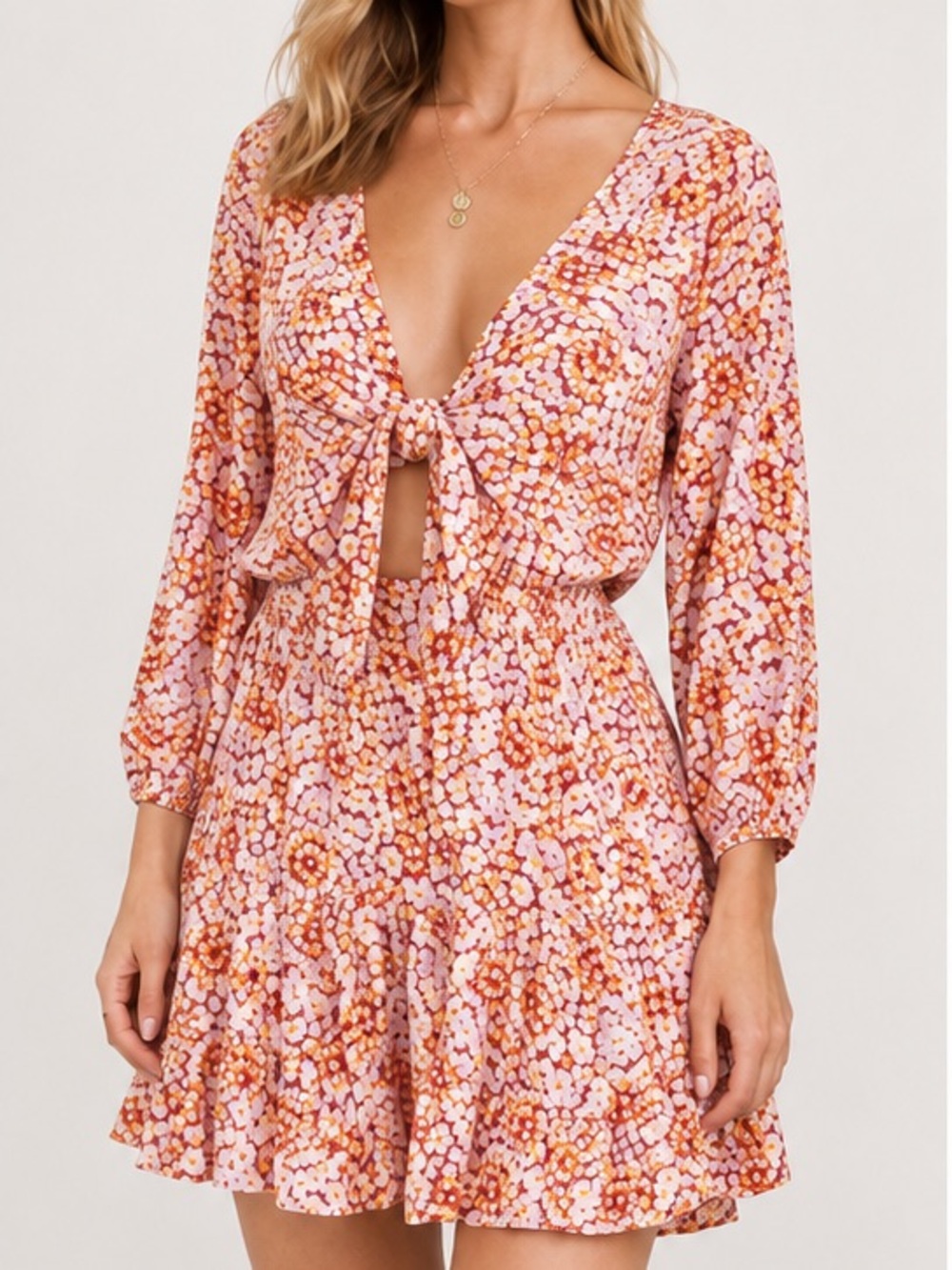 L*Space Stay Golden Mini Skater Dress in Floral Multicolor